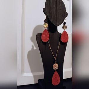 ORANGE TEARDROP STATEMENT NECKLACE SET